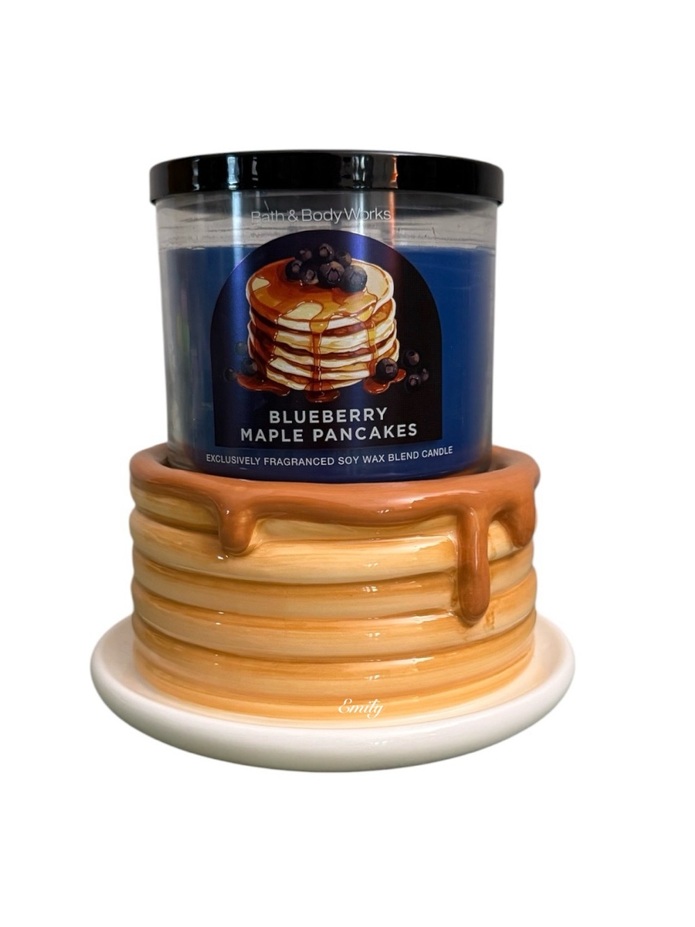 Bath & Body Works PANCAKE STACK 3-Wick Candle Holder BLUEBERRY MAPLE PANCAKES